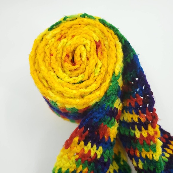 PRIDE Crotched Rainbow Scarf  88" x 5.5" - Picture 2 of 9